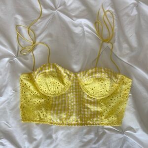 Urban Outfitters Yellow and white plaid corset top